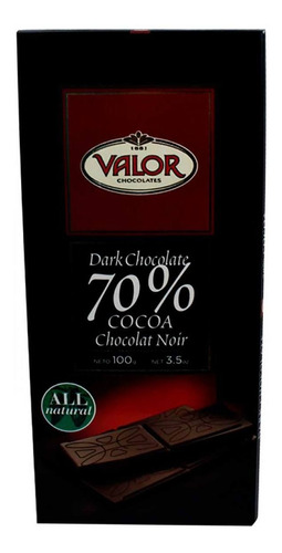 Chocolate Valor Intense Dark 70% Cacao 100g