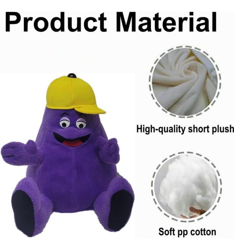 Muñeca De Peluche Grimace Beri Con Sombrero Amarillo De 2 Pi