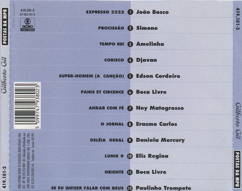 Cd Gilberto Gil - Poetas Da Mpb