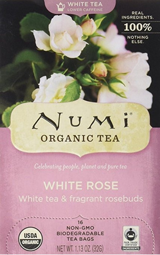 Numi Té Blanco Orgánico Tea Rose, 16 Ct