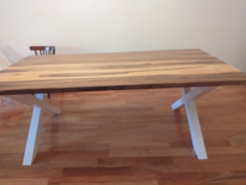 Imagen 2 de 5 de Mesa Pata X De Comedor Estilo Industrial 100x240cm