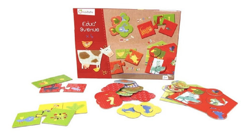 Caja 4 Juegos Granja Puzzle Memorice Y Loto Juego Niños /as