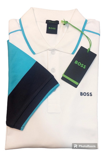 Playera Hugo Boss Blanca Con Tonos Azul M Y L Regular Fit!!