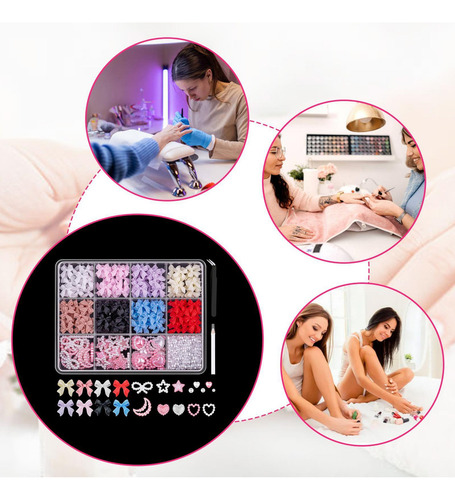 . Decoración De Uñas Con Lazo Dije De Uñas Con Perlas