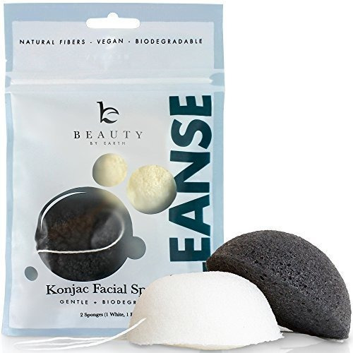 Beauty By Earth Konjac Esponja Facial; 2 Pack Set; Carbon De