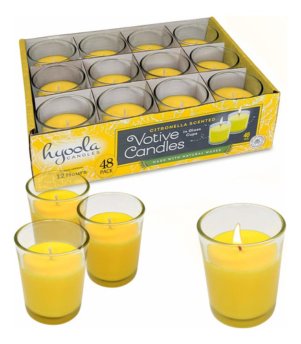 Votivas De Velas De Citronela Vaso De Vidrio  Paquete D...