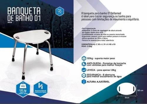 Banco Banqueta Oval Para Banho Em Alumínio Dellamed