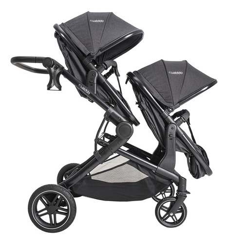 Carrinho Bebê Travel System Kiddo Gêmeos Kiddo Pair Grafite
