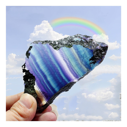 Cristal Natural Aspero Arco Iris Piedra Fluorita Aspera 150