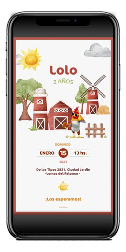 Invitación Digital Infantil Granja Para Enviar Por Whatsapp