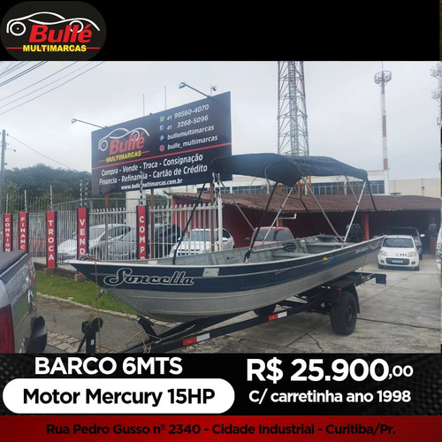 Barco 6 Mt Motor Mercury 15hp C/ Carretinha Documentado