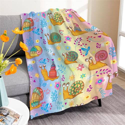 Funny Cute Snail Manta Franela Throw Ligero Super Suave...