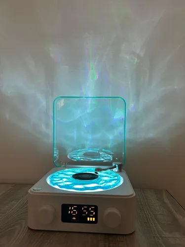 Tocadiscos De Vinilo Retro Bluetooth Parlante Waves Olas Luz