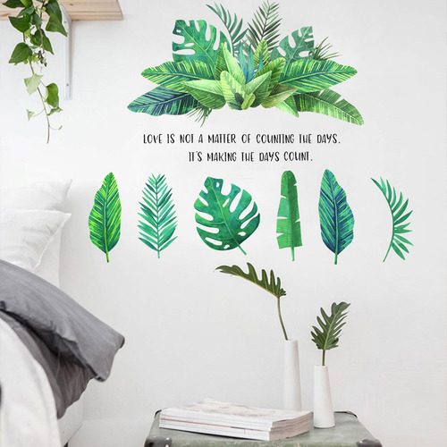 Decoração De Parede Com Plantas Verdes Inglesas, Sala De Est