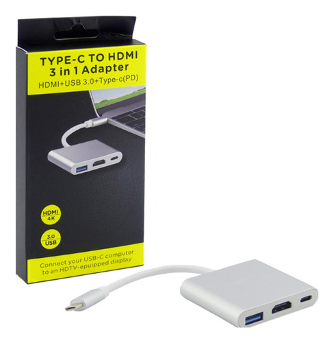 Convertidor Type-c A Hdmi/usb 3.0/type-c Para Mac Y Switch