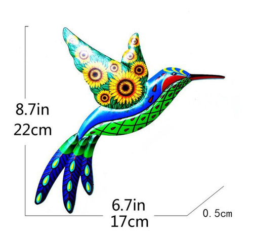 2pcs Metal Colibrí Arte De La Pared Ornamento Escultura