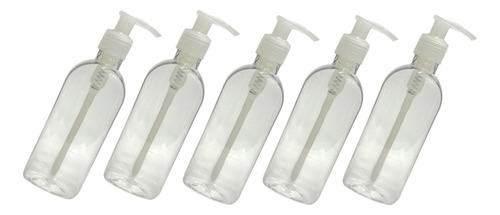 Envase Dosificador Pump Plastico Pet 250 Ml X 5 U Tapa Transparente