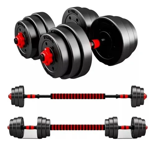 Set Mancuernas 20kg Con Barra Extensible Entrenamiento Cuotas