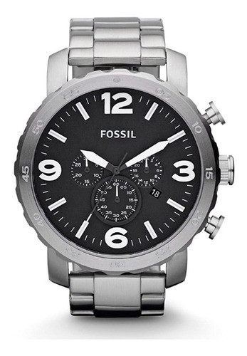 Relógio de pulso Fossil Nate com corria de aço inoxidável cor prateado - fondo preto