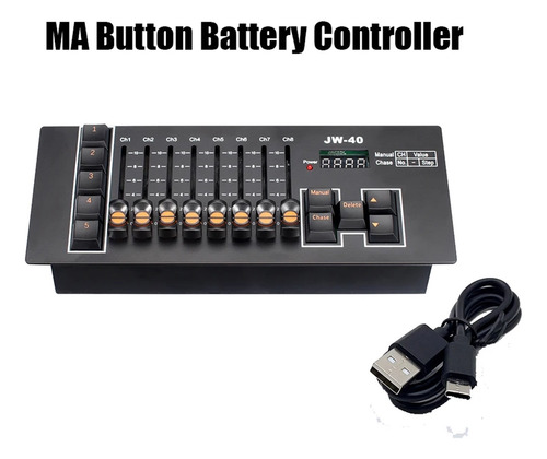 Controlador De Iluminación Botón Batería Dmx 512 40 Canales