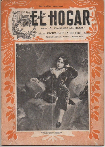 Revista Antigua * El Hogar * Nº 70 Año 1906 Impecable (q4)