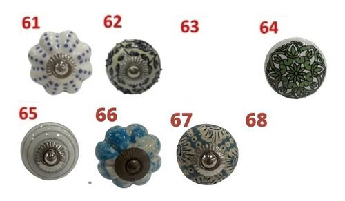 Imagen 6 de 7 de Pack X8 Tiradores De Cerámica Manija Cajones Muebles Perilla