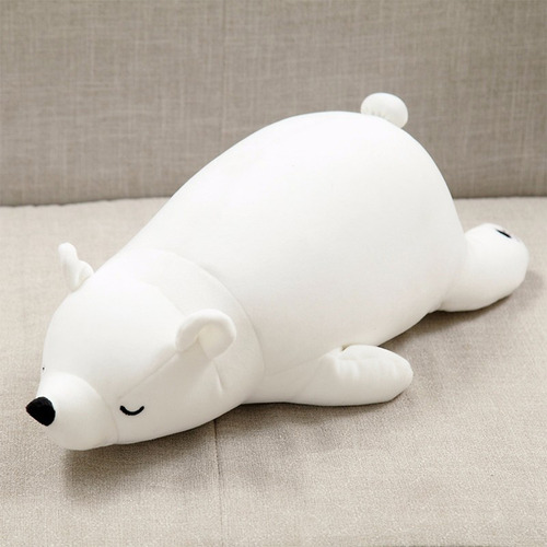 Almohada De Peluche Con Forma De Oso Polar, 35 Cm, Color Bla