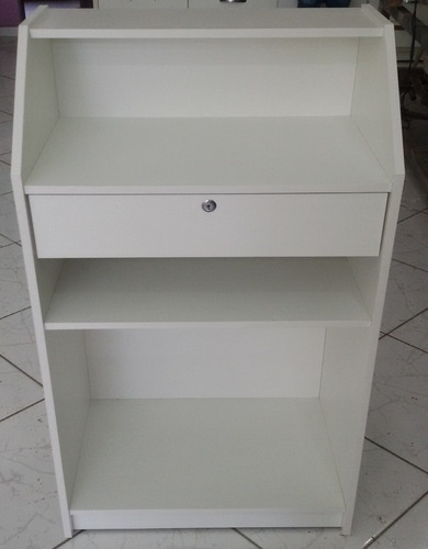 Balcão de Atendimento Infinitilux Recepção Vallet Gaveta Roupas Branco Com 106cm de Altura X 60cm de Largura X 35cm de Profundidade
