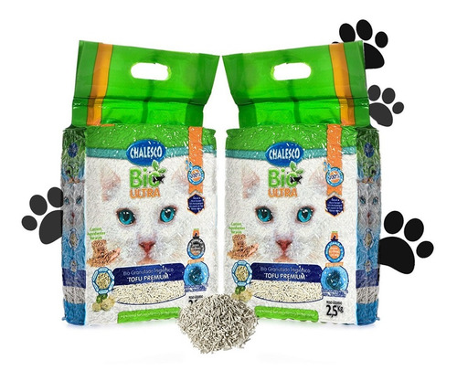 Areia De Gato Biodegradável Pacote 2,5kg Tofu Chalesco