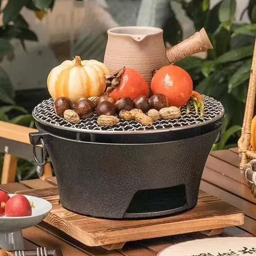 Recipiente Redondo Para Parrilla De Carbón Portátil Para L