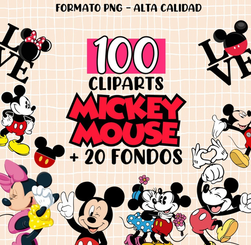 100 Mickey Mouse Png + 20 Fondos Para Sublimar Pack