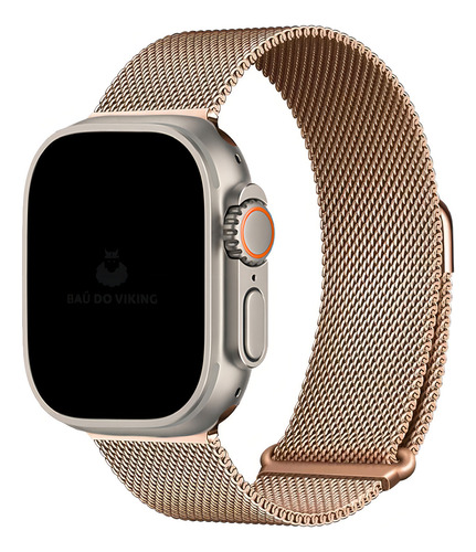Pulseira aço milanês rose-gold compatível com Apple Watch 42/44/45/46mm