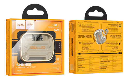 Audífonos Bluetooth Tws Cyberpunk Función Spinner Con Luz Color Beige