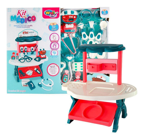 Kit Brinquedo Médico Infantil 25 Peças - Bancadinha Médica