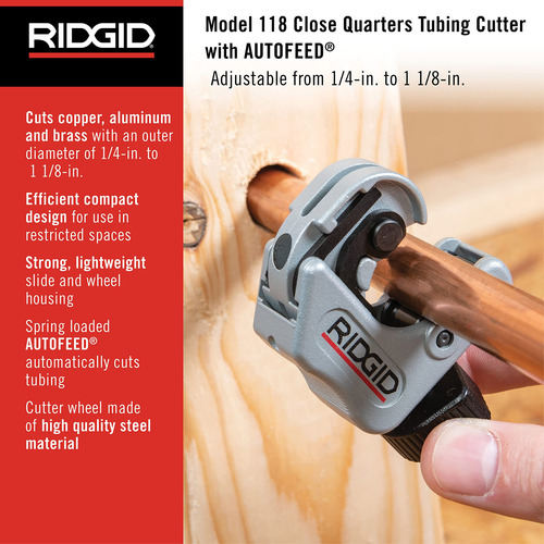 Cortador De Tubos Ridgid 86127 Modelo 118 1/4 A 1-1/8 Cobre