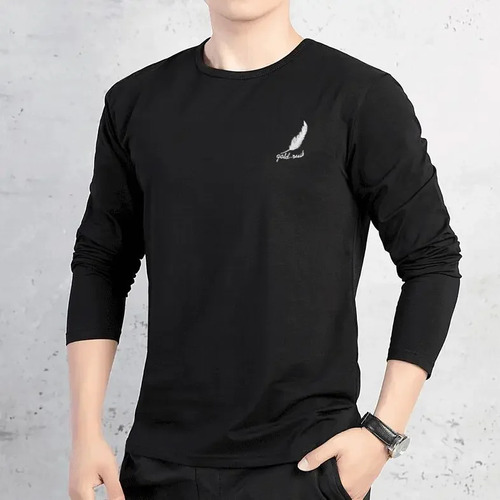 Camiseta Casual De Manga Larga Con Cuello Redondo Para Jóven
