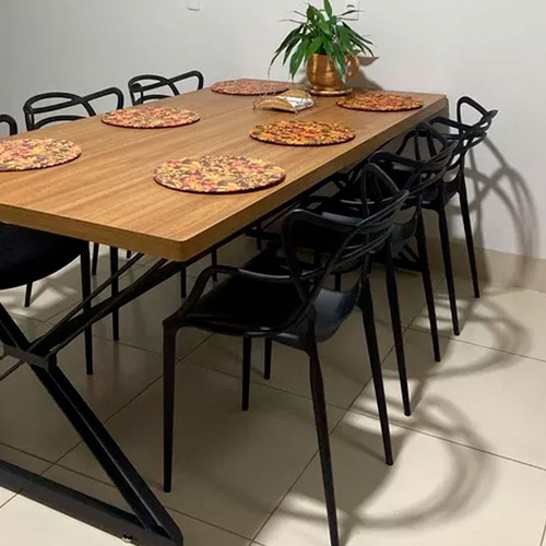 6 Cadeiras Jantar Cozinha Allegra Desmontável Resistente Top Estrutura da cadeira Preto Assento Preto Desenho do tecido Liso
