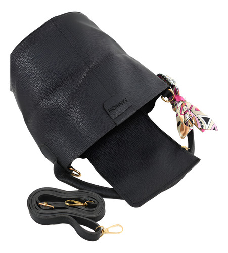 Cartera Bucket Mujer Ecocuero Car094 Milokita Negro