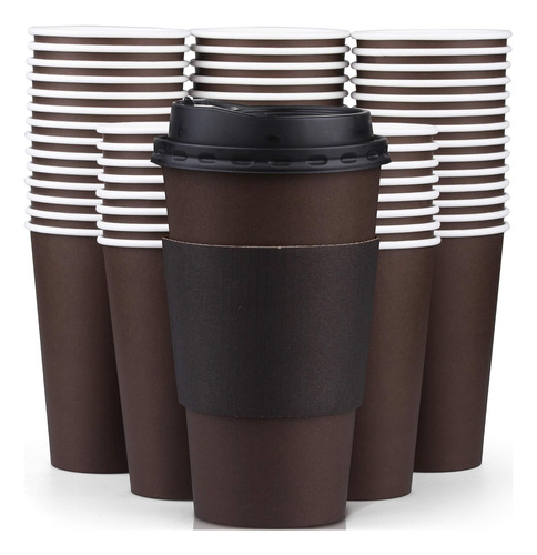 Vasos De Café Desechables De 16 Oz Tapas, Vasos De Pap...