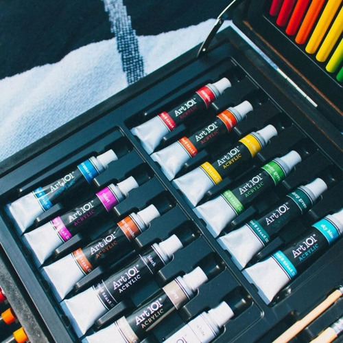 Imagen 8 de 9 de Set De Arte Art 101 Dibujo Oleo Acuarelas Maletín 132 Piezas