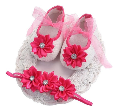 Zapatos + Diadema Set De Lujo Bebé Recién Nacida