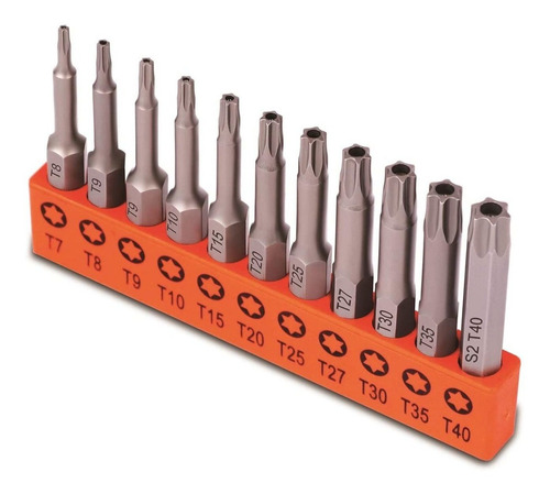 11 Puntas Acero Torx En Estrella Para Seguridad T7 - T40