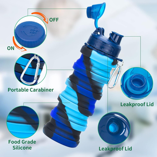 Botellas De Agua Plegables, Paquete De 2 Botellas De Agua De