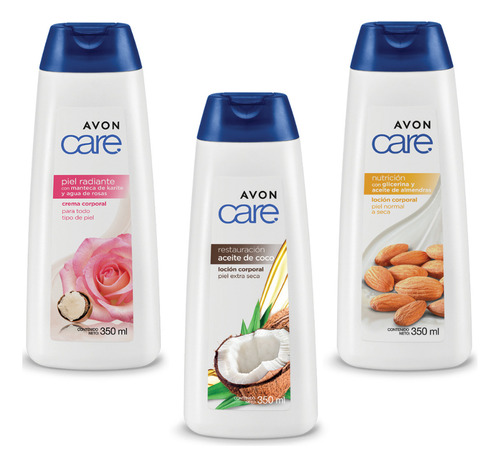 Set De 3 Cremas Corporales Avon Care 350 Ml - Avon Rosas - Coco - Almendras
