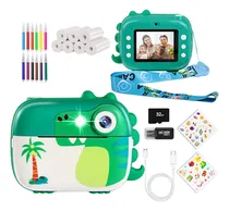Comprar Cámara Instantánea Infantil Arnssien Verde con Flash, Impresión y Accesorios Incluidos (Cable USB, Correa, Tarjeta Micro-SD)