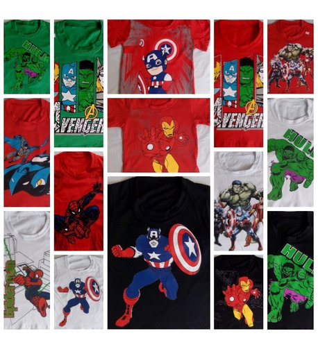 Imagem 5 de 10 de Kit Atacado C/6 Camiseta Infantil Menino Personagem Herois