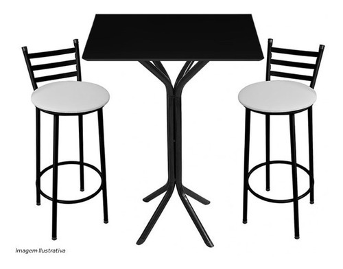 Tampo De Mesa Mdf Preto Quadrado 80cm X 15mm