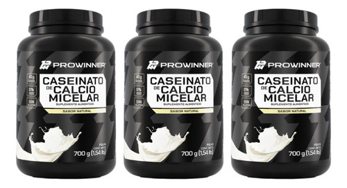Kit 3 Pzs Proteína Caseinato De Calcio Micelar Natural 700 G
