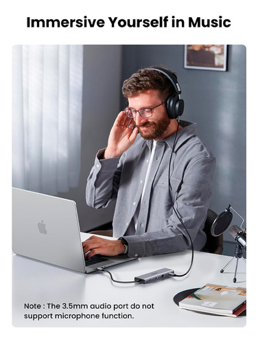Hub Adaptador Ugreen 10 Em 1 4k/30hz Usb-c Cinza