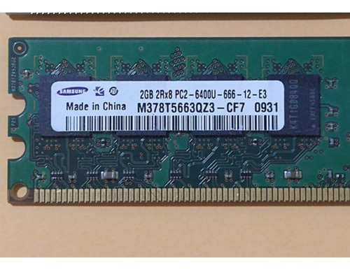 2 Memorias Ram Ddr2 Pc2 De 2gb 6400u (Usado)